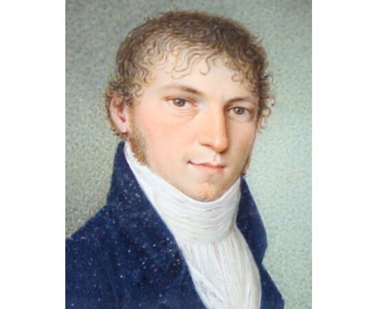 Peter Mayr (1758 - 1836), Portrait of a Young Man, Oil Miniature     