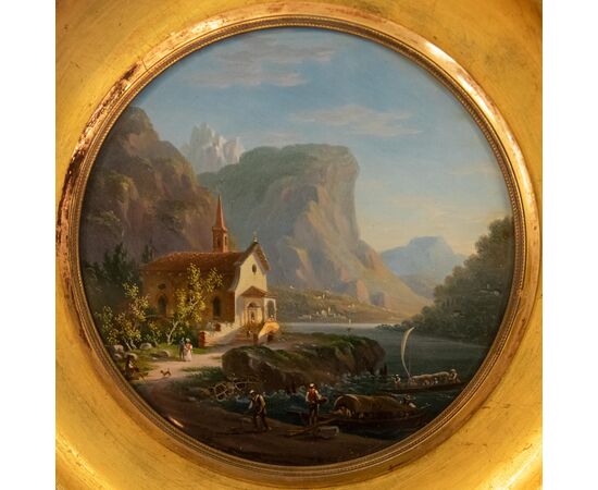 Chiesetta sull'Adige, Giuseppe Canella, Olio, XIX secolo