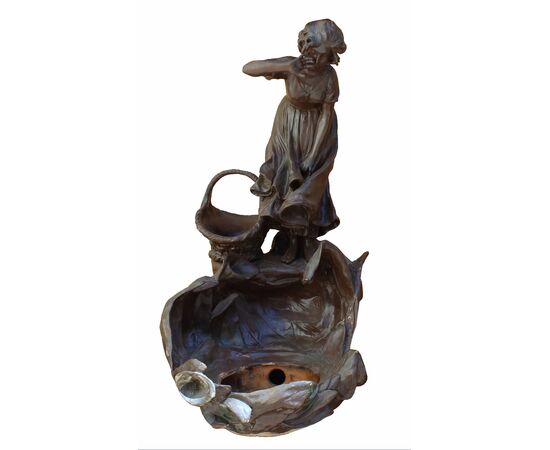 Fanciulla con cesto presso una fontana, XIX secolo