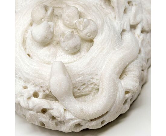 Nest with birds and snake, 19th century alabaster sculpture     