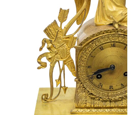 Clock with Eros at rest and frieze of cherubs, 19th century     