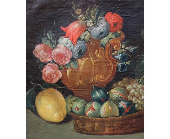 Still life with fruits, 19th century painting     