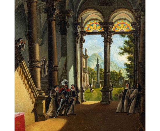 Interno di chiesa: l'arresto della monaca di Monza, Cerchia di Giovanni Migliara (1785 - 1837)