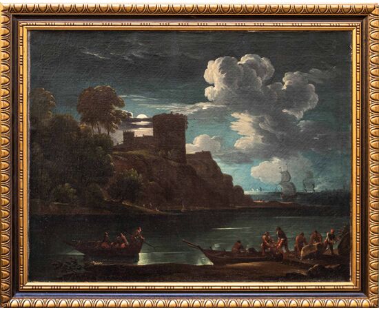 Veduta costiera notturna, XVIII secolo