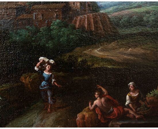 Workshop of Jan Frans van Bloemen (1622 - 1749), Landscape of Lazio, Oil on canvas     