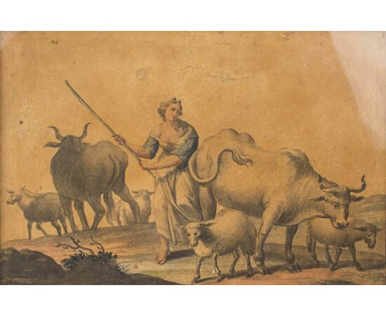 Four tempera paintings depicting rural scenes, 18th century     