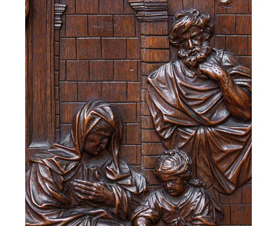 Wooden relief, Education of the Virgin, 17th century     