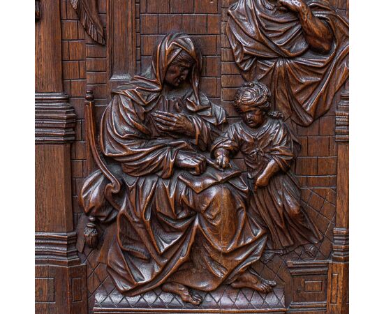 Wooden relief, Education of the Virgin, 17th century     