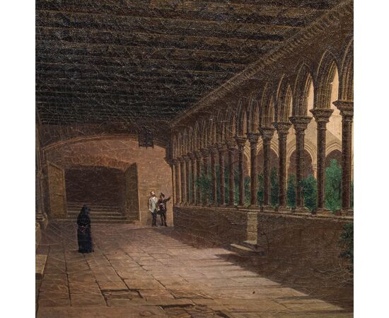 Achille Battistuzzi (Trieste1830 - Barcellona, 1891), Interior of the Cloister     