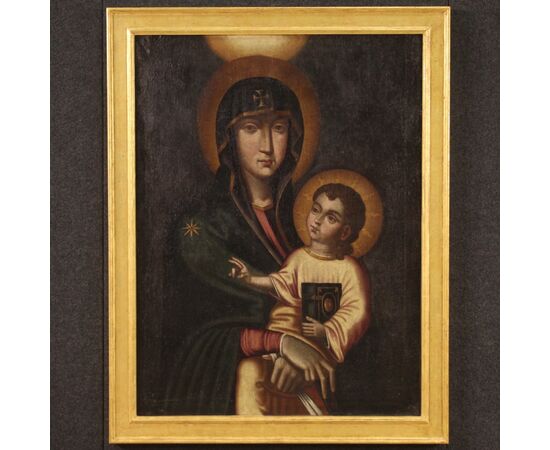 Madonna con bambino in stile bizantino del XIX secolo