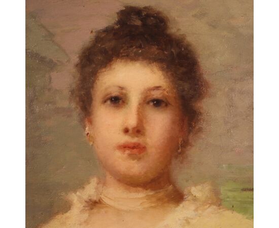 Dipinto ritratto di dama del XIX secolo