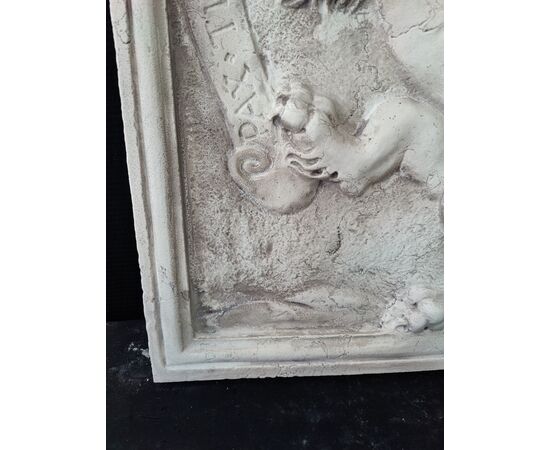 Esclusiva mattonella in marmo d'Istria - Leone di S. Marco con la croce - 60 x 44 cm