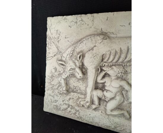 Mattonella - Lupa, Romolo e Remo - 50 x 36 cm - Marmo d'Istria - Fine XIX secolo