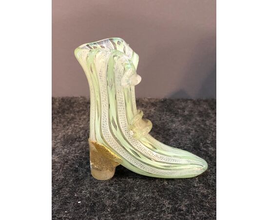 small shoe in zanfirico glass, Murano.     