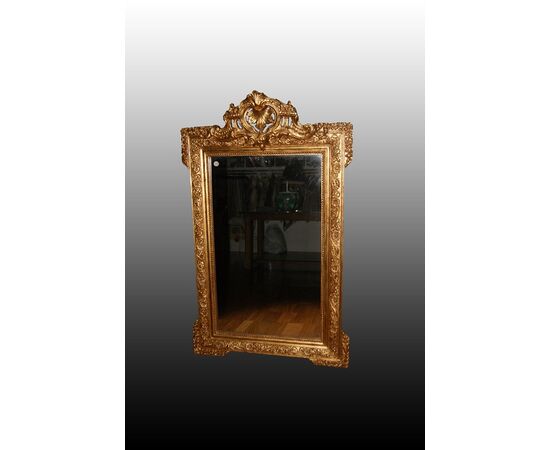Bellissima specchiera dorata francese stile Luigi XVI del 1800