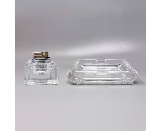 1970s Stunning smoking set in crystal by Laura Griziotti for Arnolfo di Cambio. Made in Italy