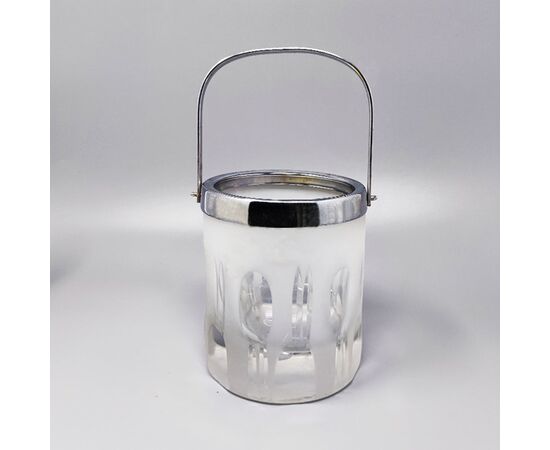 1960 Gorgeous Ice Bucket with 6 Glasses in Hand Cut Lead Crystal by Kristal. Made in Italy