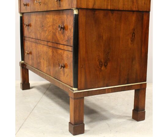 Antique Empire chest of drawers in walnut - Italy, 19th century, Bologna     