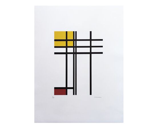 1970s Original Gorgeous Piet Mondrian "Opposition of Lines" Limited Edition Lithograph