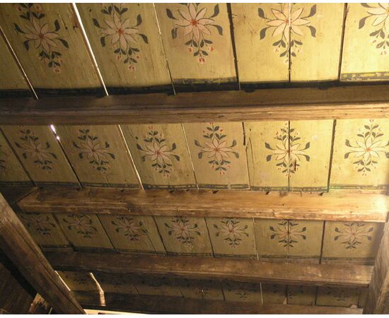 darb024 Piedmontese ceiling with painted boards, about 40 square meters     