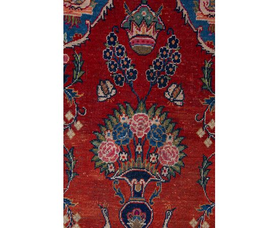 pair of antique KASHAN bedside rugs     