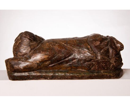 Ancient wooden sculpture &quot;sleeping girl&quot;     