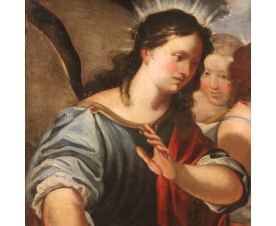 Antico dipinto del XVIII secolo, Abramo e gli angeli