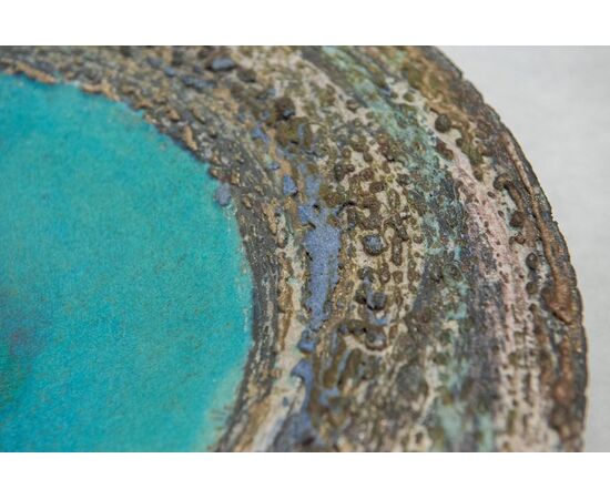 Piatto in ceramica "raku" da parete o centrotavola - O/4434