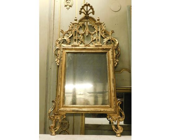  specc433 - specchiera in legno dorato, epoca '800, misura cm L 80 x H 147 