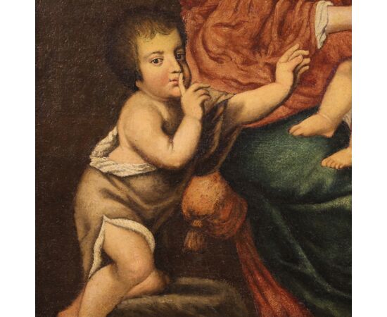 Antique Holy Family with Saint John from the 18th century