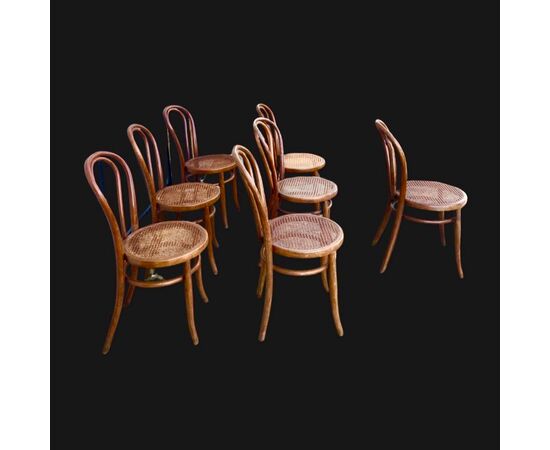 Sette sedie in faggio tipo thonet firmate :Josias Eissler &Söhne.Austria.
