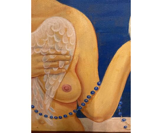 Dipinto arte Contemporanea XX secolo Conchita “Donna con conchiglia “ olio su tela mis cm 71 x cm 58  