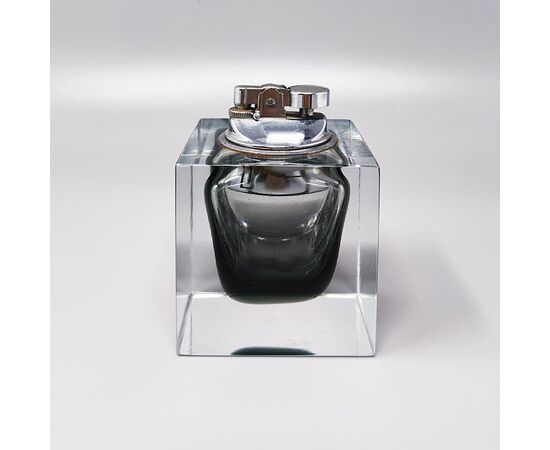 1960s Stunning Grey Table Lighter in Murano Sommerso Glass By Flavio Poli for Seguso