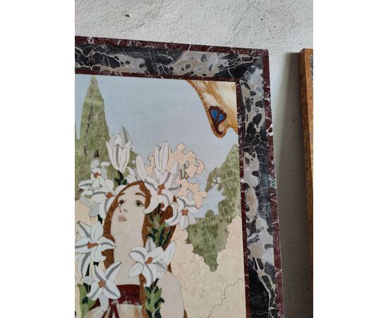 Magnifico piano in marmi policromi - 178 x 76 cm