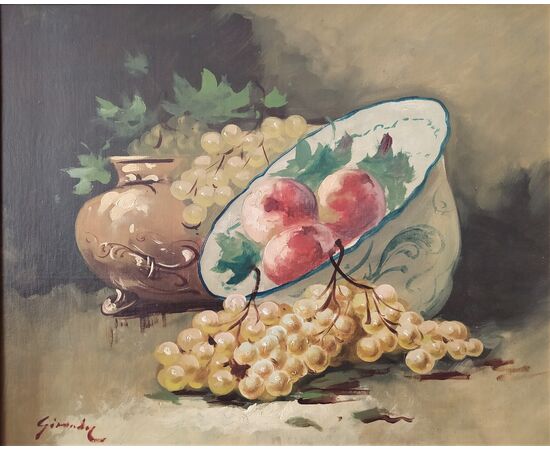 Still life painting with grapes