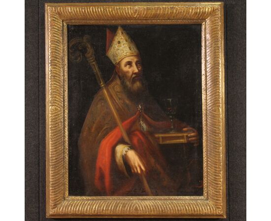 Antique portrait of a bishop from 17th century