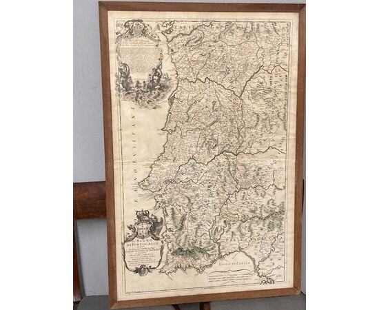 Antica incisione cartina geografica del regno del Portogallo 1 Gennaio 1692 Mis 