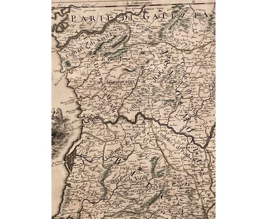 Antica incisione cartina geografica del regno del Portogallo 1 Gennaio 1692 Mis 
