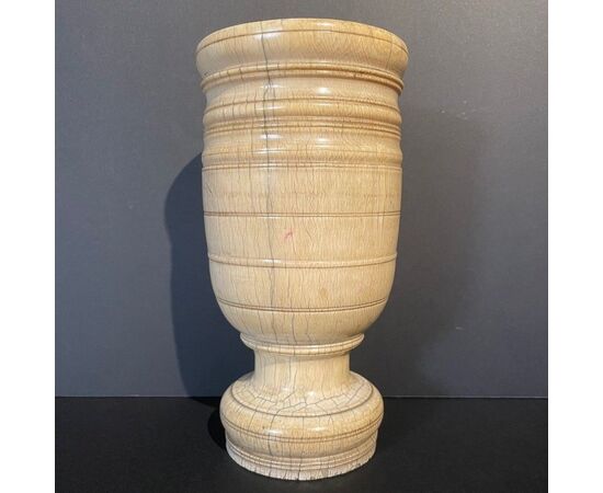 Large antique mortar in turned ivory, 17th century     
