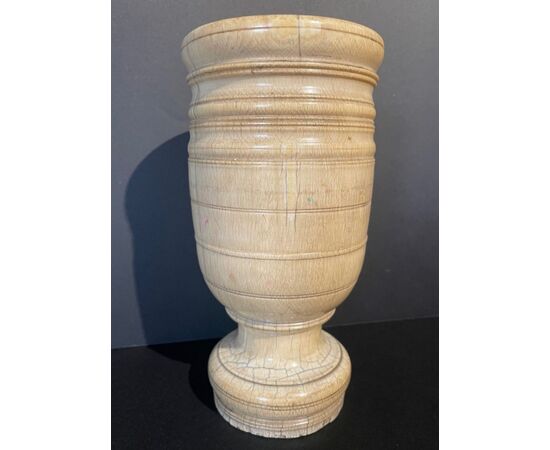 Large antique mortar in turned ivory, 17th century     