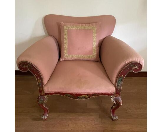Pair of antique armchairs painted in chinoiserie     