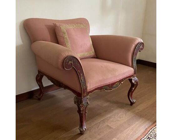 Pair of antique armchairs painted in chinoiserie     
