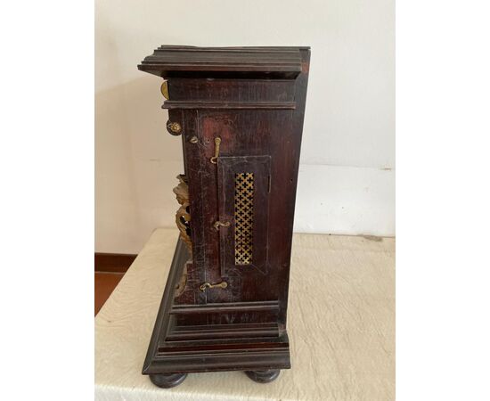 Antique solid wood and gilded table clock     