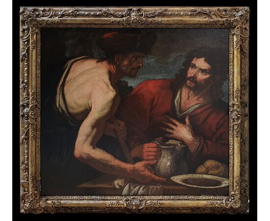Antico dipinto di Antonio Zanchi, scena biblica, Venezia, '600