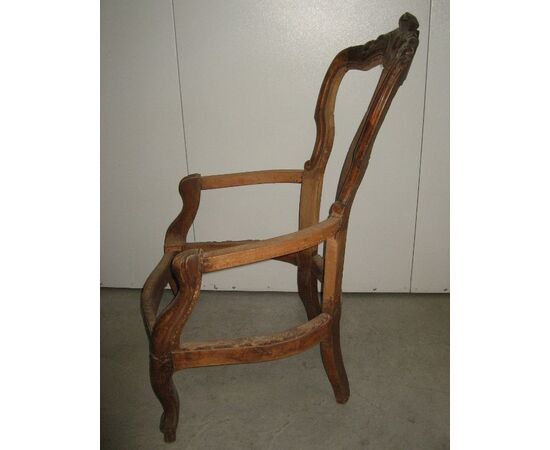 antique armchair in solid walnut. Vintage LF second half of 1800. Cod. 2977