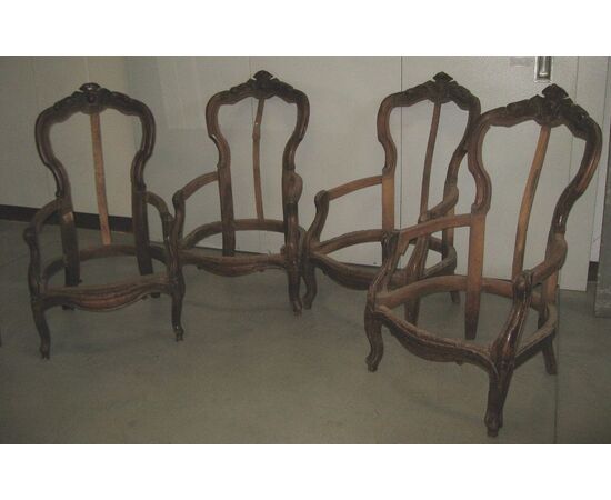 antique armchair in solid walnut. Vintage LF second half of 1800. Cod. 2977
