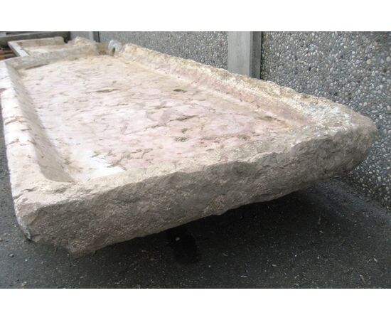 Two large antique sinks / buckets in Verona pink marble     
