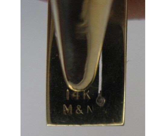 Fermacravatta in oro punzonata M&N 14 K Vintage