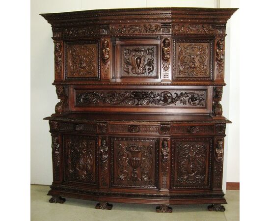 Two-body sideboard, antique, early 1900s style.     