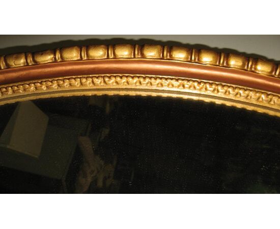 Specchiera ovale vintage, dorata oro “matto” Anni 70